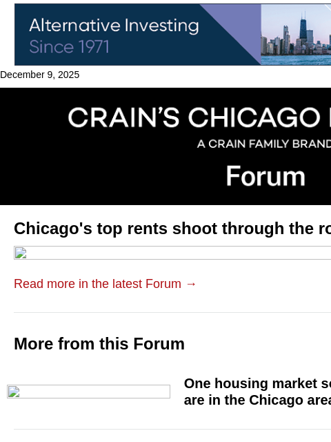 crainalerts newsletter: Chicago's top rent prices won't let up