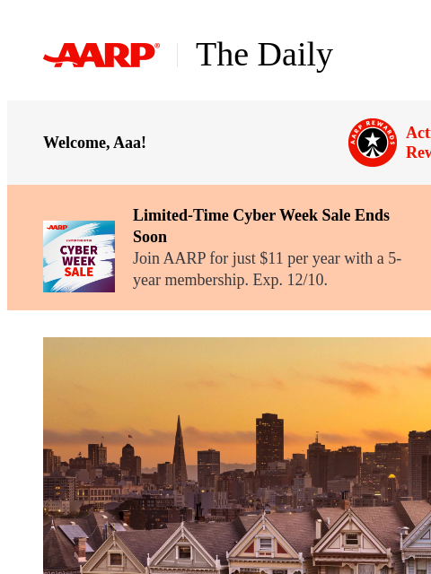 aarp newsletter: The Daily — AARP's Top 100 Places to Live for Olde...