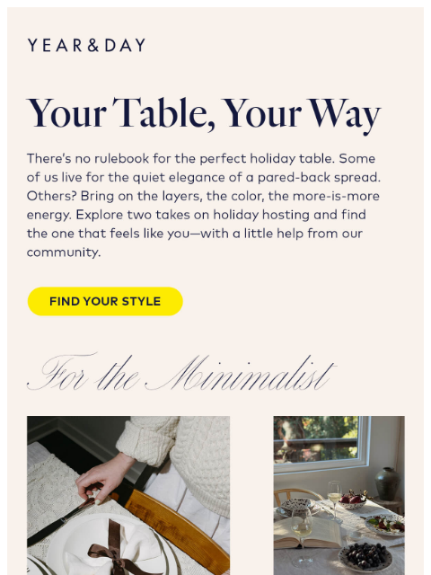 yearandday newsletter: Minimalist vs. Maximalist