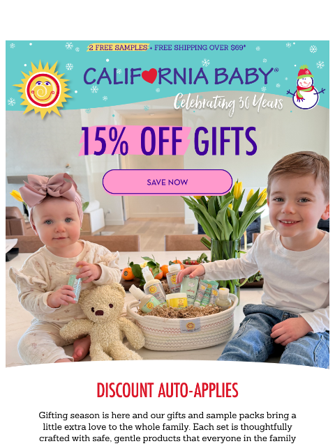 californiababy newsletter: 15% Off Holiday Gifts 🎁