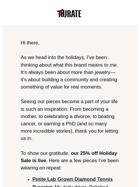 auratenewyork newsletter: A Special Thanks From Our CEO