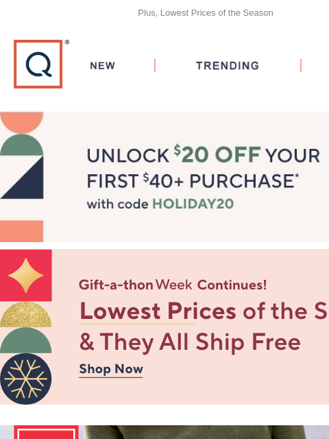 Plus, Lowest Prices of the Season QVC New TRENDING DEALS Unlock $20 off Your First Purchase Free Shipping KitchenAid TSV watch and win banner header Dooney & Bourke Pebble Leather Selena Crossbody