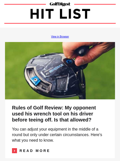 Top-ranked player WDs from Q School, signs with LIV Golf GolfDigest View in Browser Rules Rules of Golf Review: My opponent used his wrench tool on his driver before teeing off. Is that allowed? You