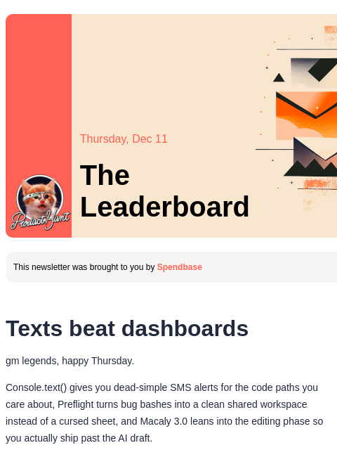 producthunt newsletter: 😸 Your code can text you now