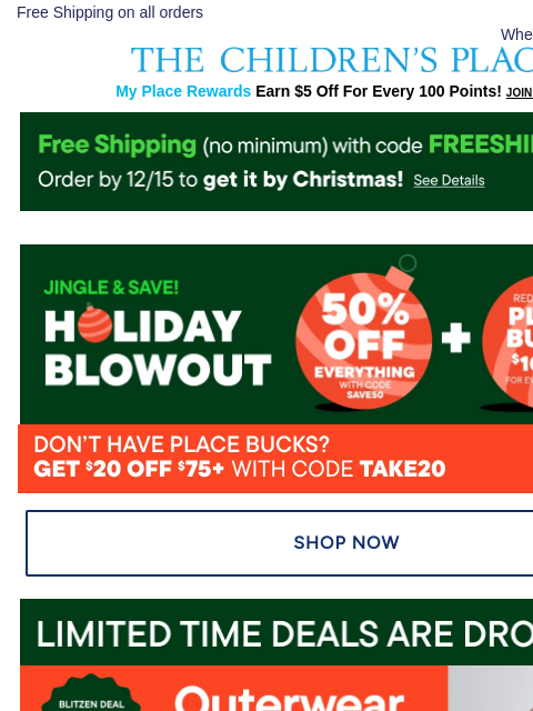 childrensplace newsletter: ENDING SOON: 50% Off Sitewide + Up to 70% Off Oute...