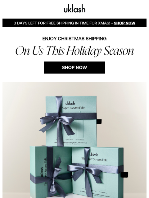 uklash newsletter: Enjoy FREE xmas shipping today! 🎄