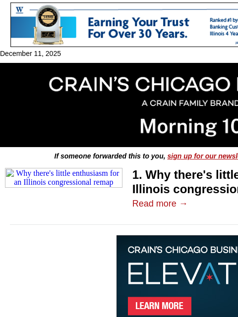crainalerts newsletter: Illinois' prospects for a remap