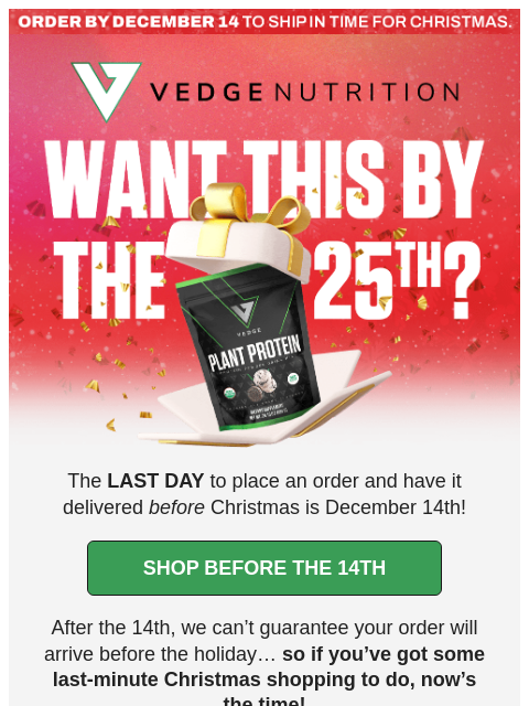 vedgenutrition newsletter: 😱 Deadline Approaching