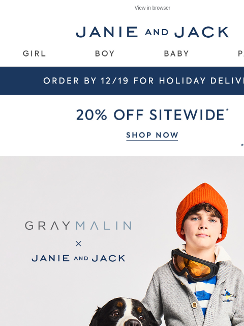 janieandjack newsletter: New to sale: Gray Malin x Janie and Jack