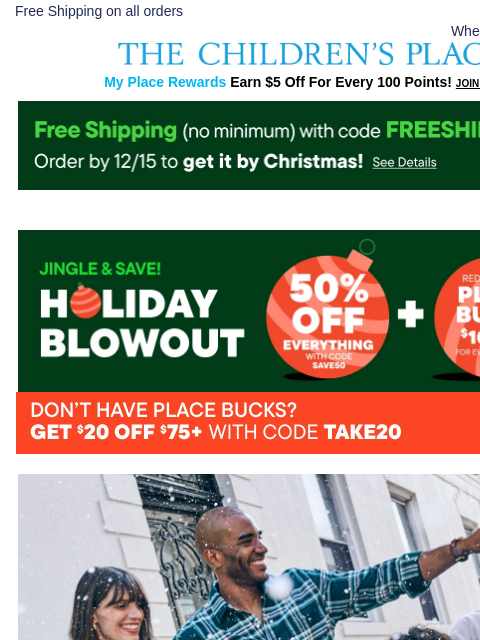 childrensplace newsletter: Holiday Fam Fits Up to 70% OFF (Time’s Running Out...