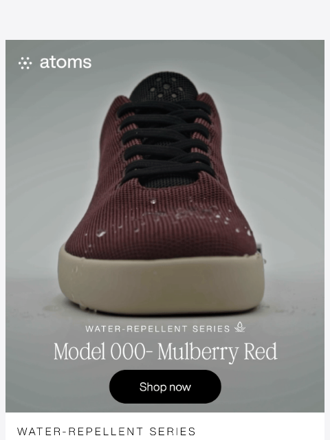 atoms newsletter: Dry feet, same comfort - meet Mulberry Red (Water-...