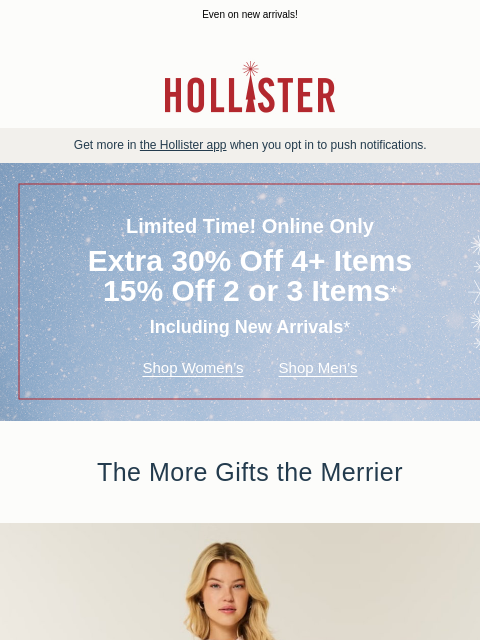 hollisterco newsletter: EXTRA 30% OFF 🚨