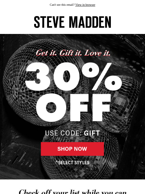stevemadden newsletter: Wrap Fast: 30% Off Won’t Last