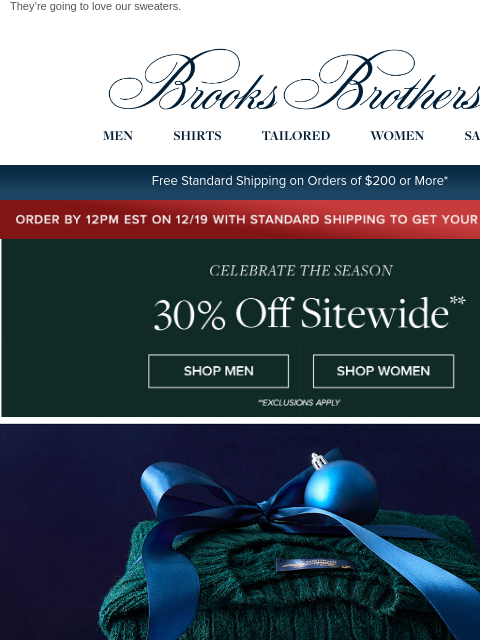 brooksbrothers newsletter: Up to 50% off gifts of cashmere for him & merino f...