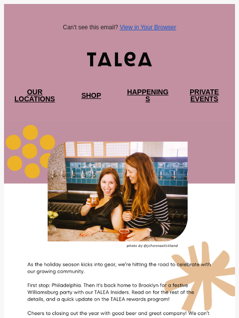 taleabeer newsletter: You're invited! TALEA's Philly launch 🍻
