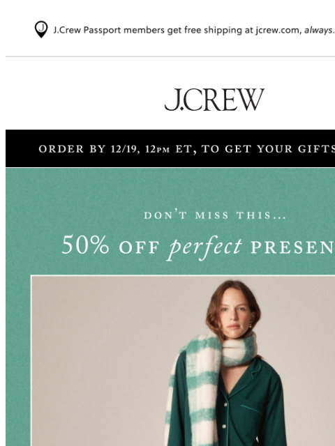 jcrew newsletter: Get gifting: 50% off perfect presents