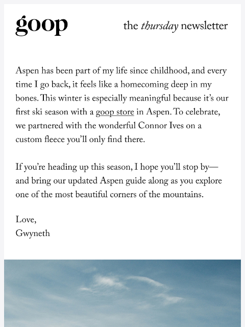 goop newsletter: the Thursday newsletter