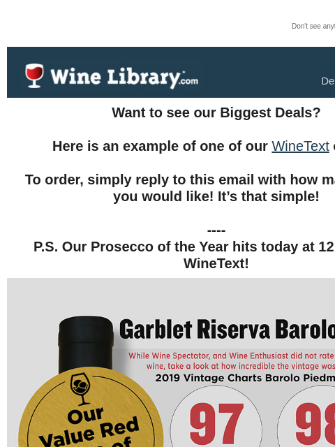 winelibrary newsletter: A 98/97 Point Riserva Barolo for as low as $24.99 ...