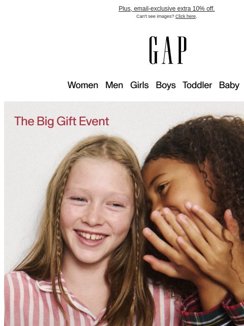 gap newsletter: Great gift ideas + 50% off your purchase