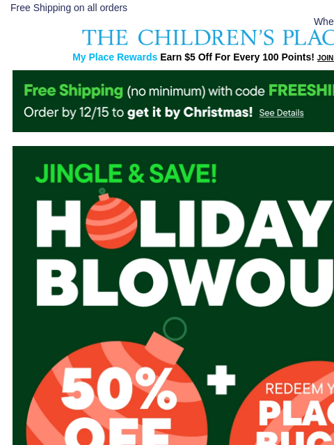 childrensplace newsletter: 50% Off SITEWIDE & Score $3.99+ Long Sleeve Tees f...