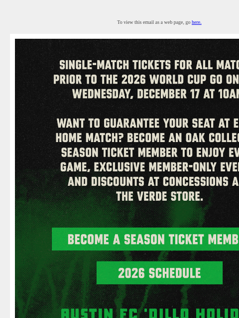 austinfc newsletter: Single-Match Tickets Go On Sale December 17th at 1...