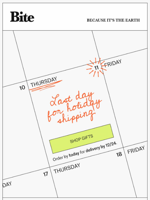 bitetoothpastebits newsletter: LAST CALL FOR HOLIDAY DELIVERY