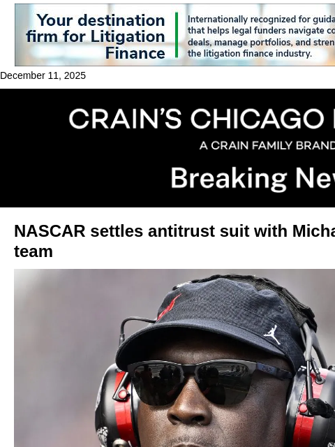 crainalerts newsletter: Michael Jordan and NASCAR settle antitrust suit