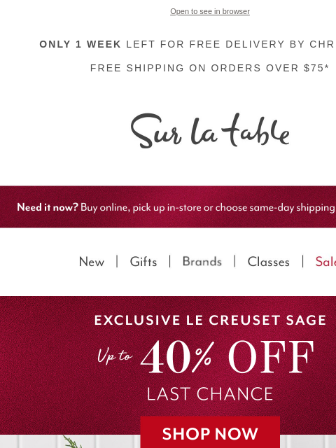 surlatable newsletter: 🎄 Put a Le Creuset under the tree for less.