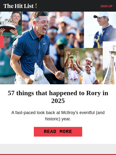 golfdigest newsletter: 57 things that happened to Rory in 2025
