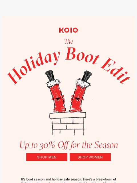 koio newsletter: Your holiday boot guide