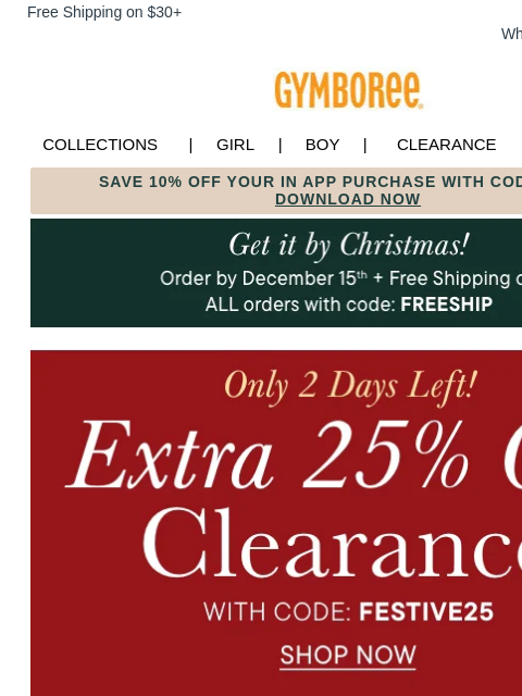 gymboree newsletter: *Extra* 25% Off Clearance 🔔 Limited Time Only!