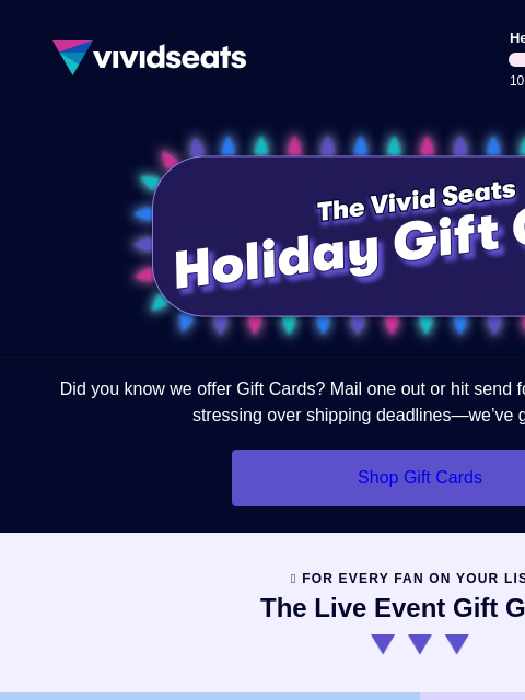 vividseats newsletter: Holiday Gift Guide 🎁🎄⭐