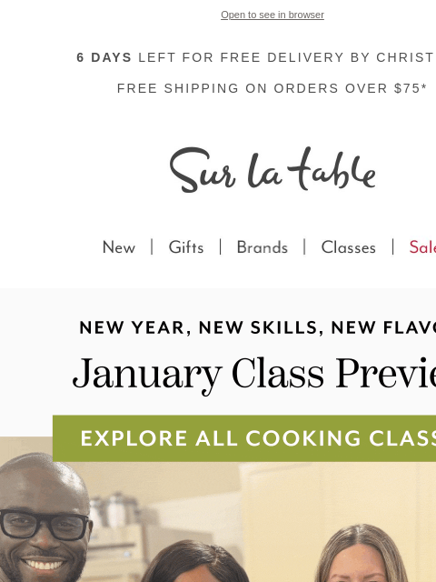 surlatable newsletter: Just Dropped: January Cooking Classes