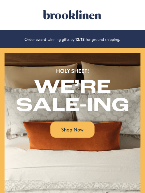 brooklinen newsletter: SALE SALE SALE!