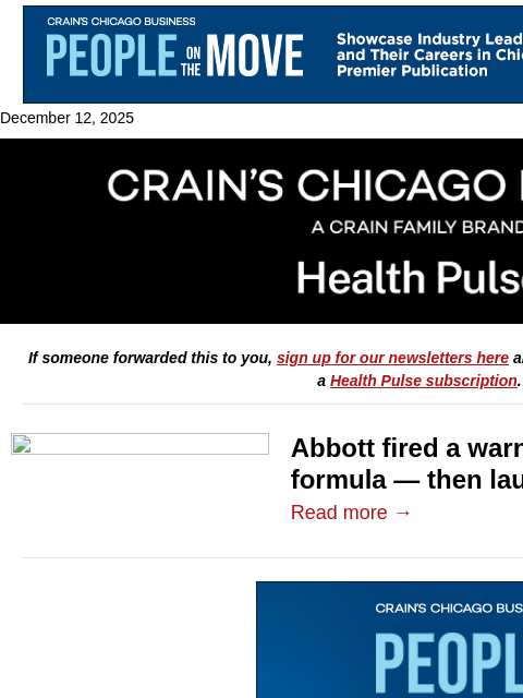 crainalerts newsletter: Abbott puts pressure on Washington
