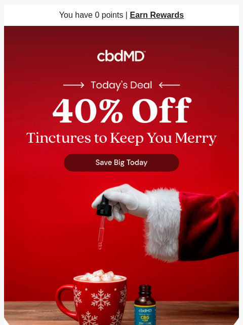 cbdmd newsletter: Your Daily Deal is 40% Off Tinctures