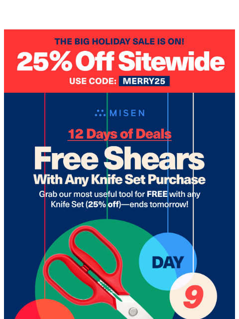 misen newsletter: Free Shears? Yep - 2 Days Only