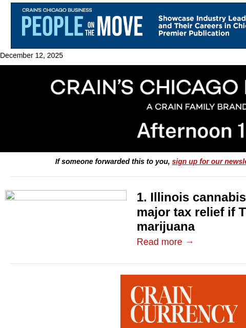 crainalerts newsletter: Billions on the line with Trump pot order