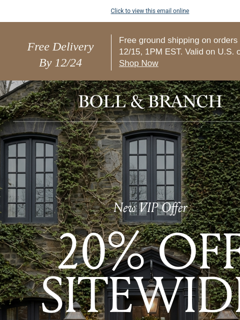 bollandbranch newsletter: ➡️ 20% Off | Delivery by 12/24 | Free Gift