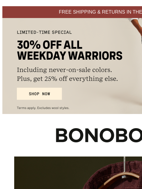 bonobos newsletter: Get Covered In Corduroy