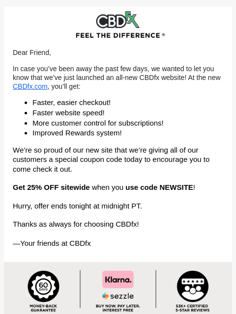 cbdfx newsletter: Check out the new CBDfx.com and get 25% OFF! 👀