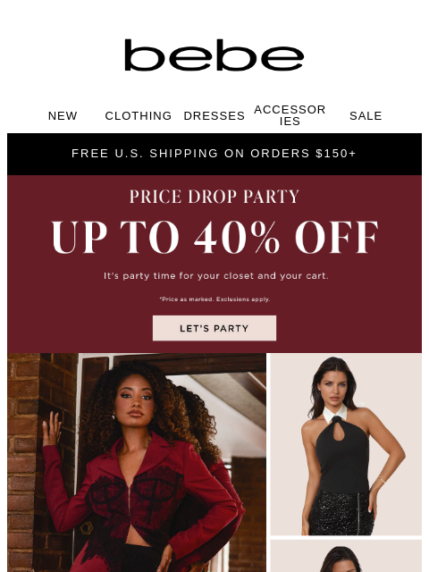 bebe newsletter: Up to 40% Off Is Not Hanging Around 🥵