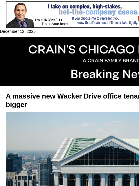 crainalerts newsletter: A rare win for the downtown office market just got...
