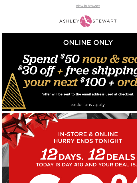 ashleystewart newsletter: ⚠️DAILY DEAL: 60% off DRESSES (in-store & online)�...