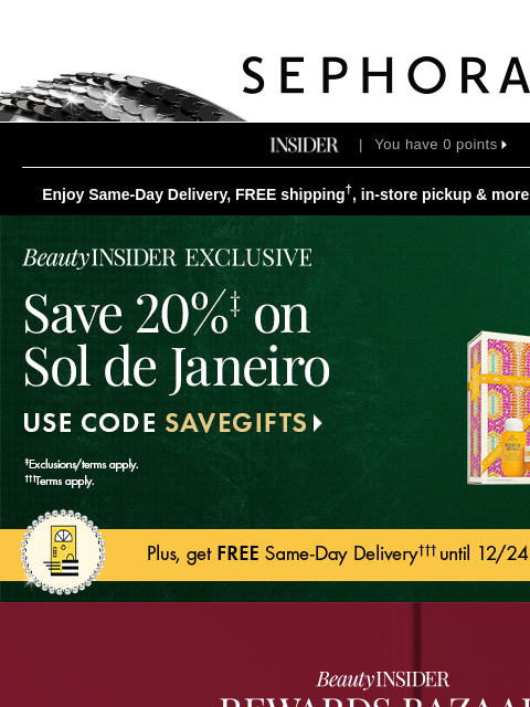 sephora newsletter: 20% off your purchase and 30% off Sephora Collecti...