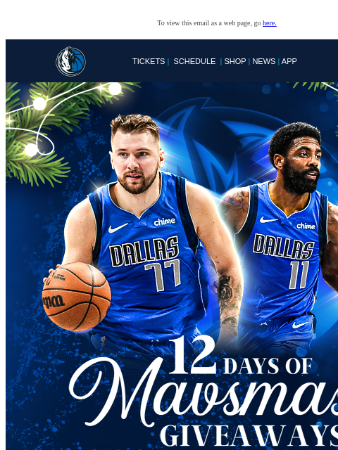 Enter for your chance to WIN! To view this email as a web page, go here. TICKETS | SCHEDULE | SHOP | NEWS | APP This email was sent to: brands.news.subscription@gmail.com This email was sent by: Mavs