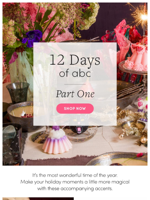 abchome newsletter: 12 days of abc: The Ultimate Holiday Guide