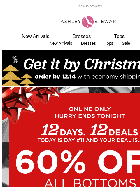 ashleystewart newsletter: 📢DAILY DEAL: 60% off BOTTOMS (denim, faux leather...