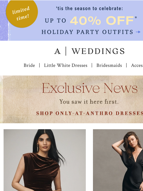 anthropologie newsletter: Exclusive formal styles on the rise 📈