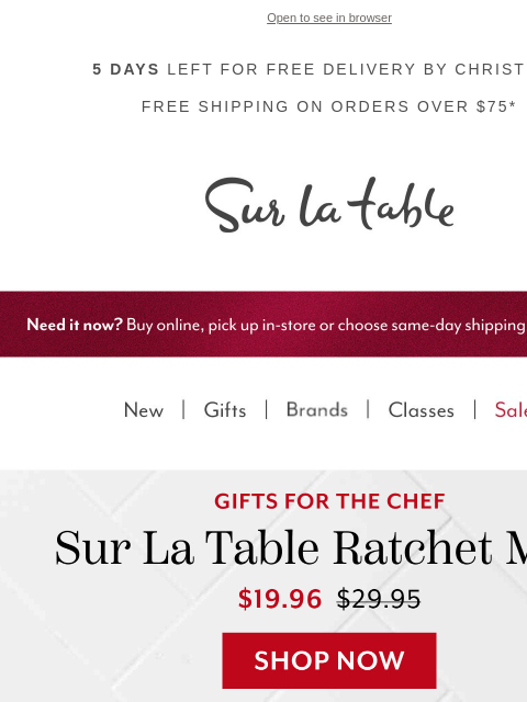 surlatable newsletter: ❤️ Chef’s Favorite Ratchet Mill — Under $20